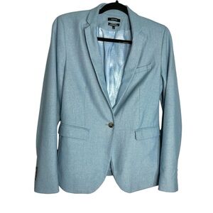 Rw&Co Linen Blend One Button Stretch Lining Blue Blazer, size 8